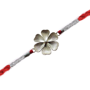 925 Sterling Silver Textured Silver Flower Rakhi