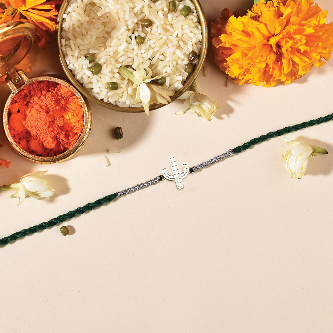 925 Sterling Silver Cute Cactus Silver Rakhi
