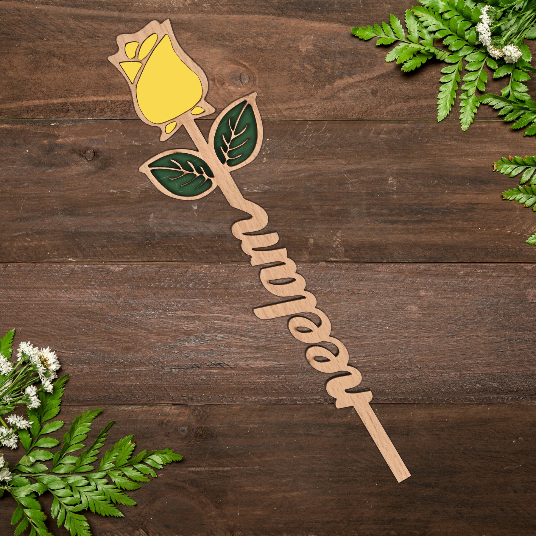 Personalized Gift For Valentine – Wooden Name Rose