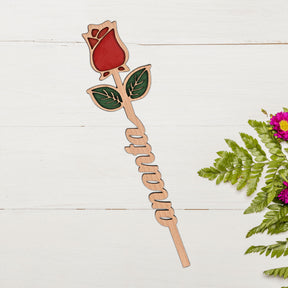 Personalized Gift For Valentine – Wooden Name Rose