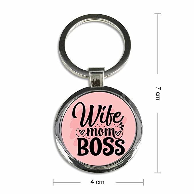 Wife Mom Boss Metal Keychain