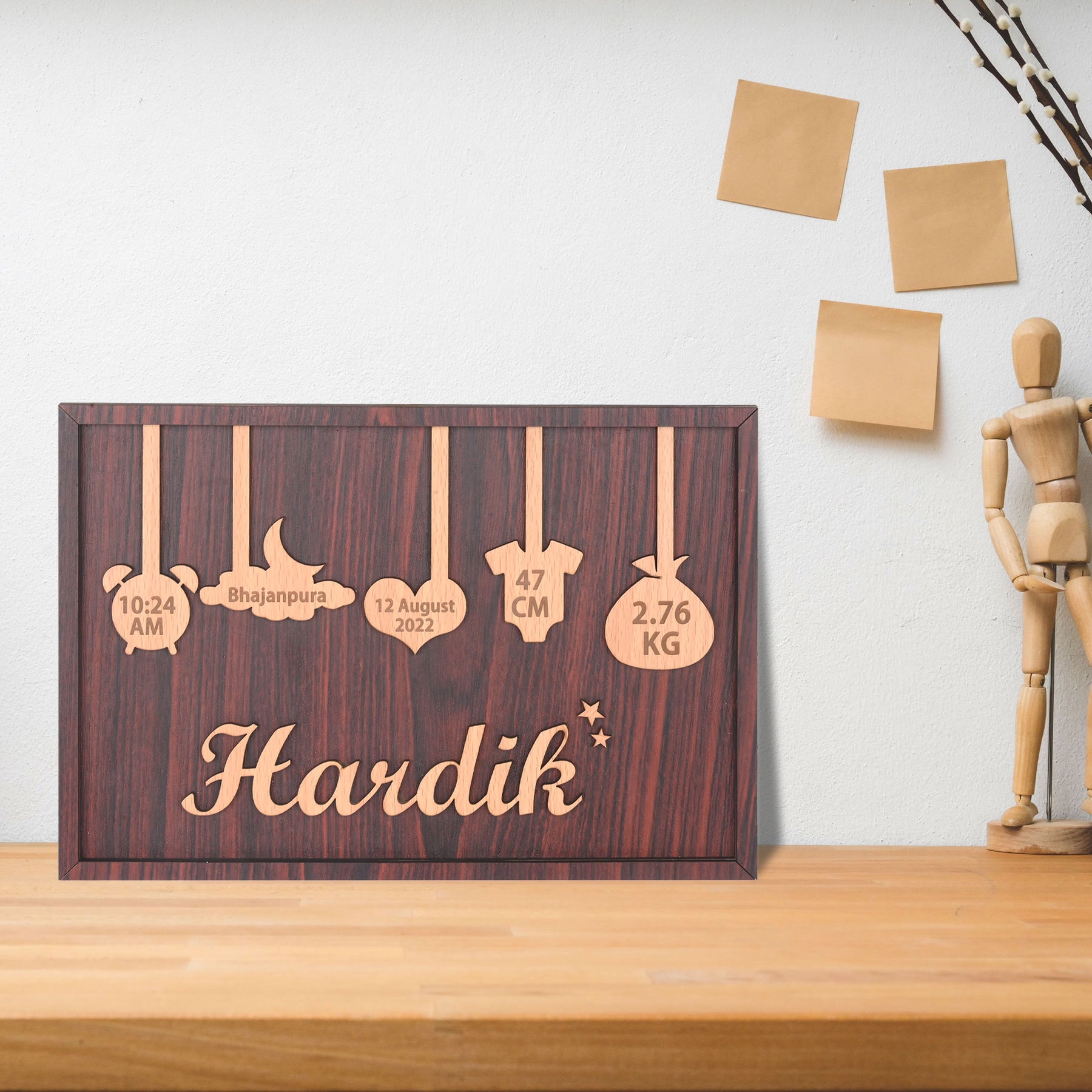 Personalized Wooden Name Frame For New Born Baby-3