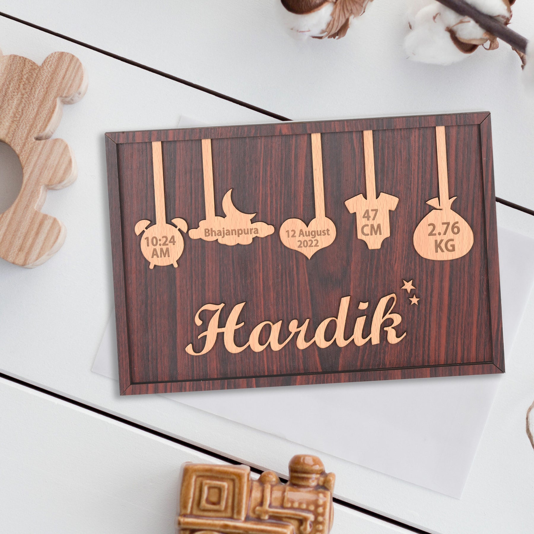 Personalized Wooden Name Frame For New Born Baby-1