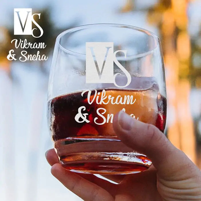 Set Of 2 Mr And Mrs Initials Whiskey Glasses-1