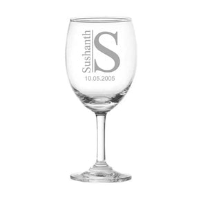 Set Of 2 Name Initial Wine Glasses