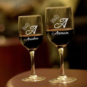 Set Of 2 Initial Wine Glasses