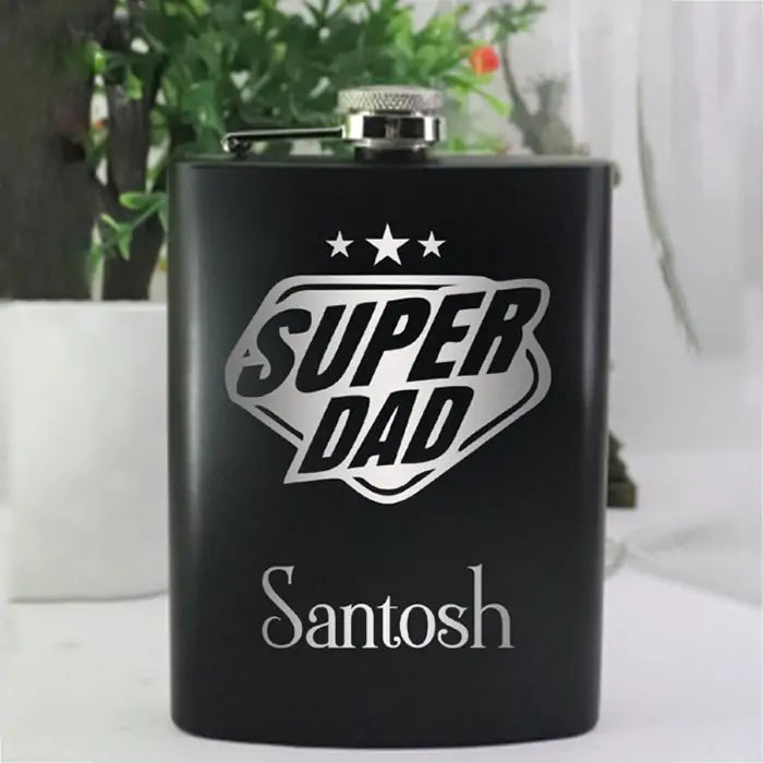 Perosnalised Super Dad Hif Flask