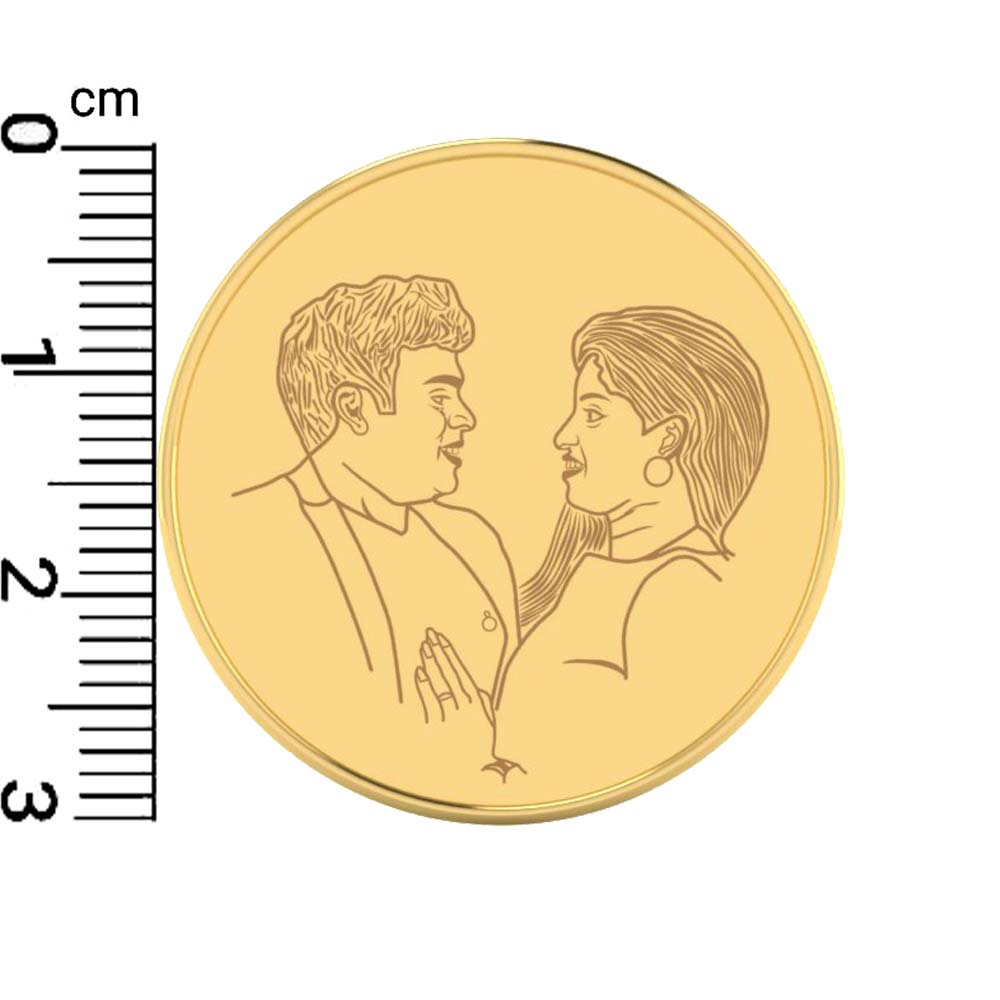 Amorous Couple Photo Engraved Gold Coin-2
