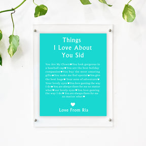 Things I Love About You Poster Frame