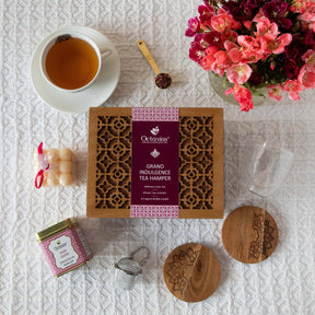 Grand Indulgence Tea Hamper (1 wellness tea, infuser, cup, coasters & organic bubble candle)