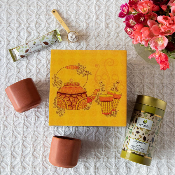 Desi Chai Hamper (Cardamom Instant Tea & Kullad set)