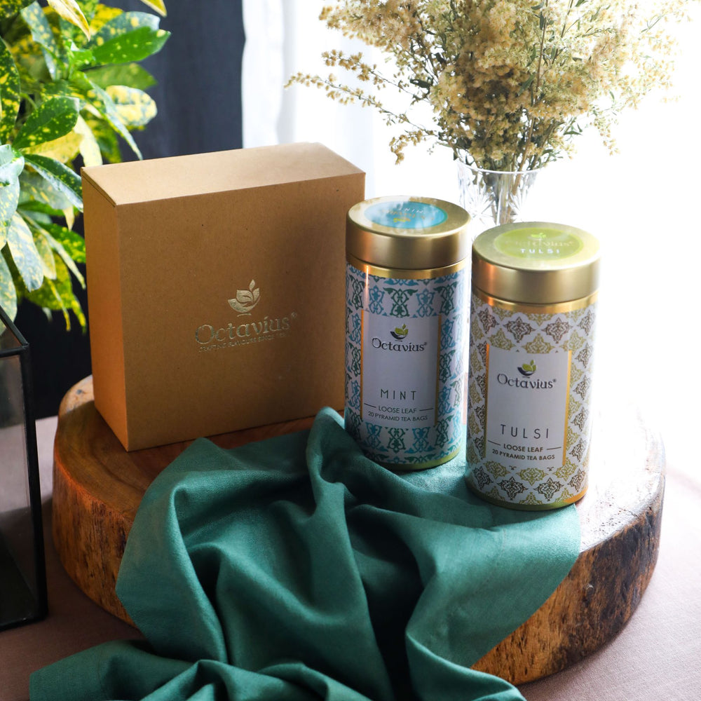 Octavius Tea Collection| Pristine Greens Range - 2 Tins Packed In An Exclusive Gift box
