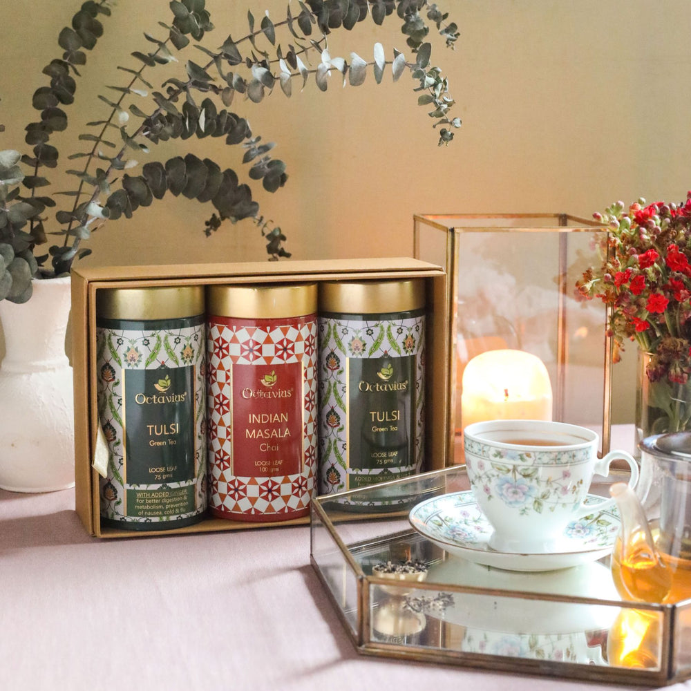 Octavius Tea Collection| Grand Indian Teas Range 3 Tins Packed In An Exclusive Gift box-1