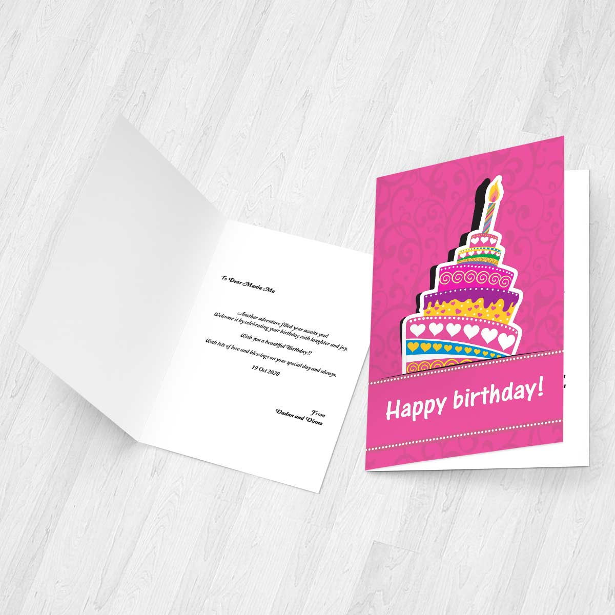 Personalised Towering Fancy Cake Birthday Card