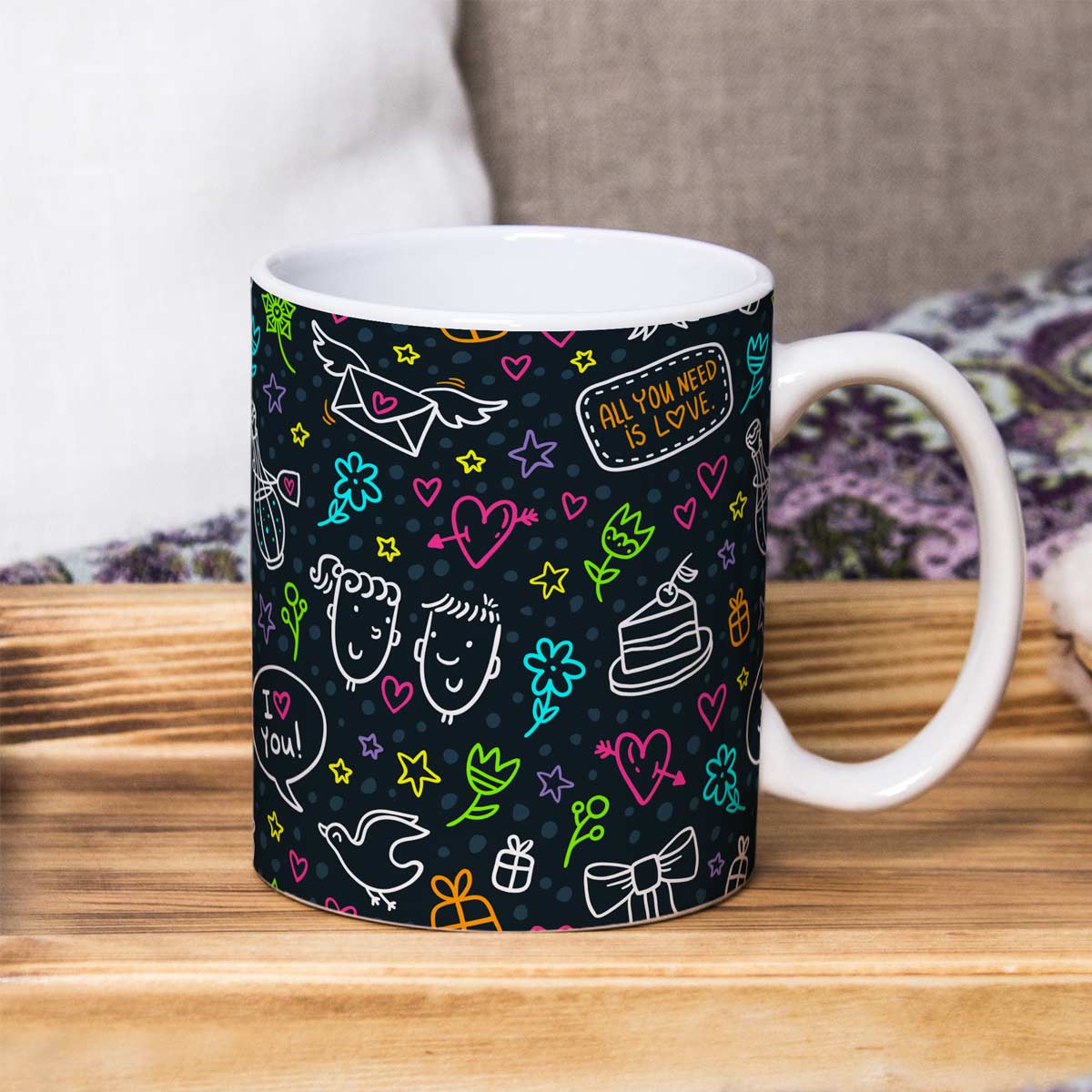 I Love You Doodle Ceramic Mug-4