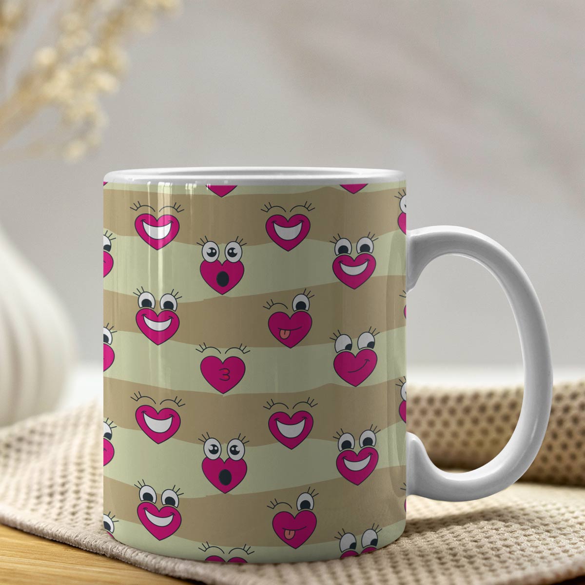 Mini Heart Print Ceramic Mug-4