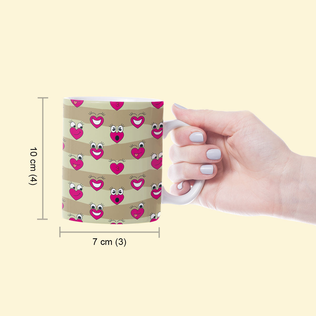 Mini Heart Print Ceramic Mug-6