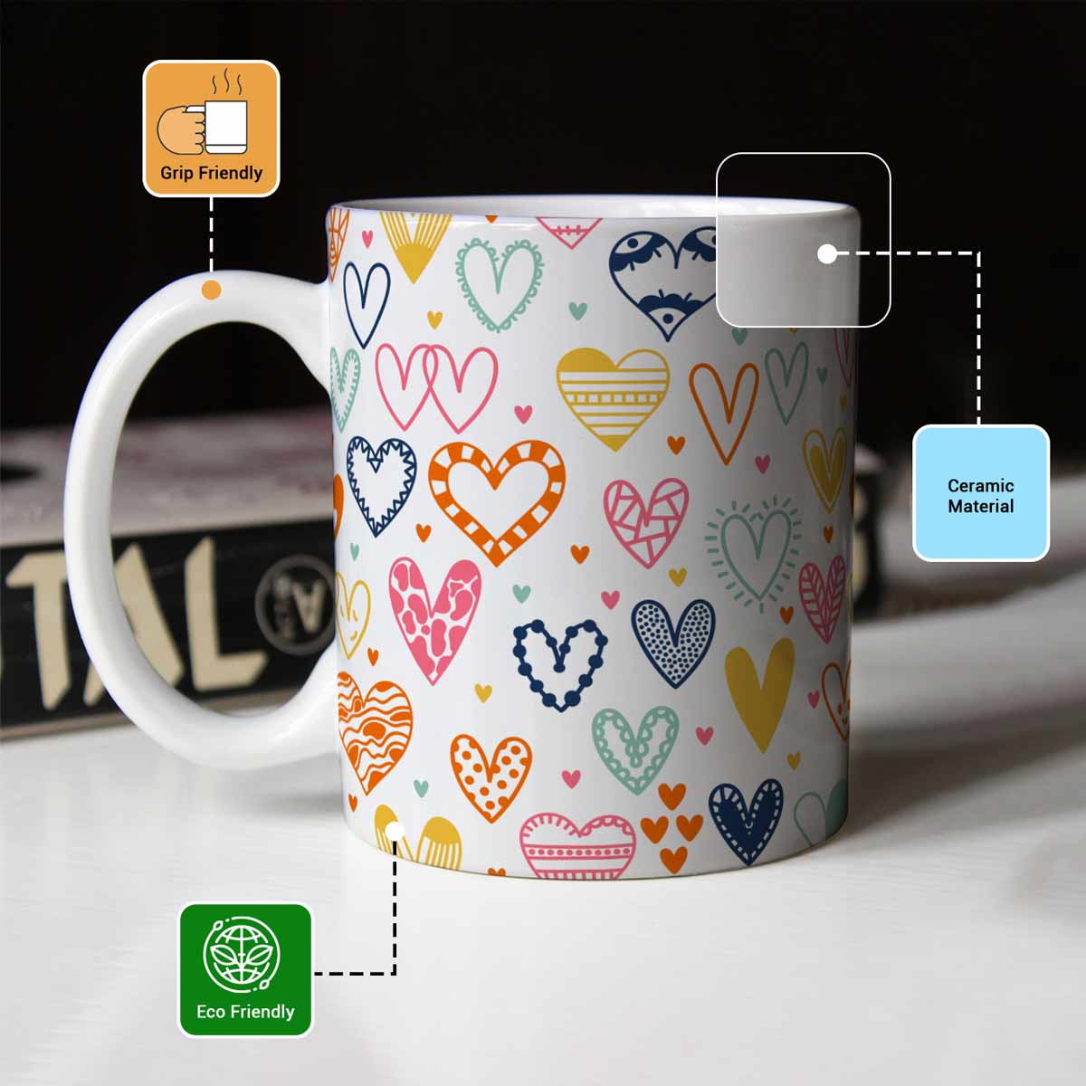 Heart Doodle Ceramic Mug