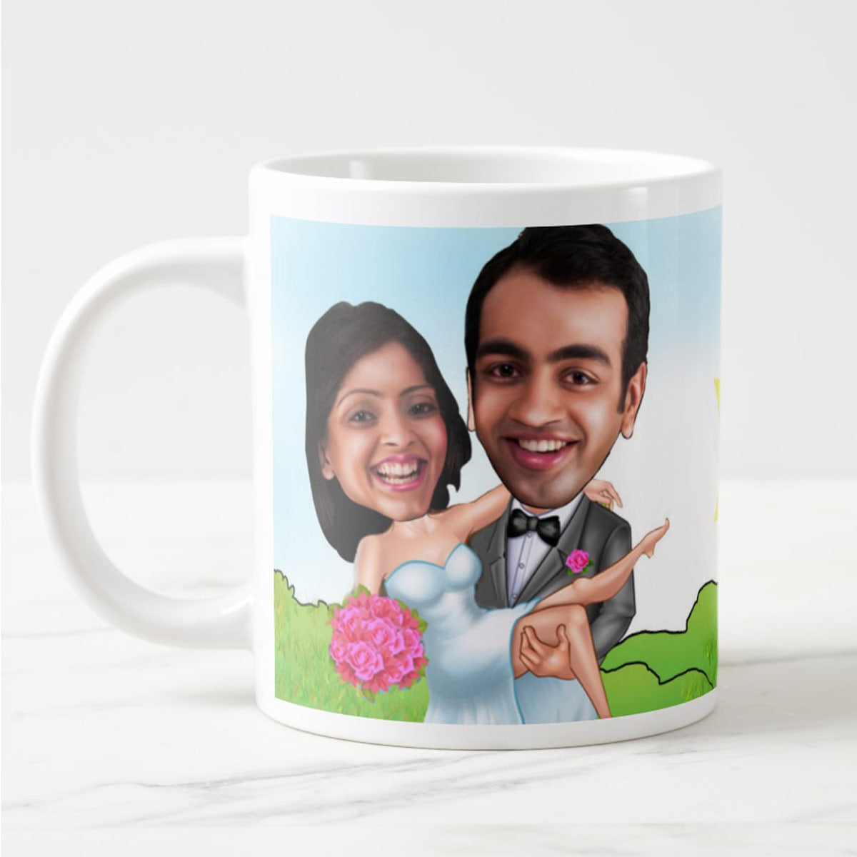 Personalised Smiling Couple Caricature Mug-1