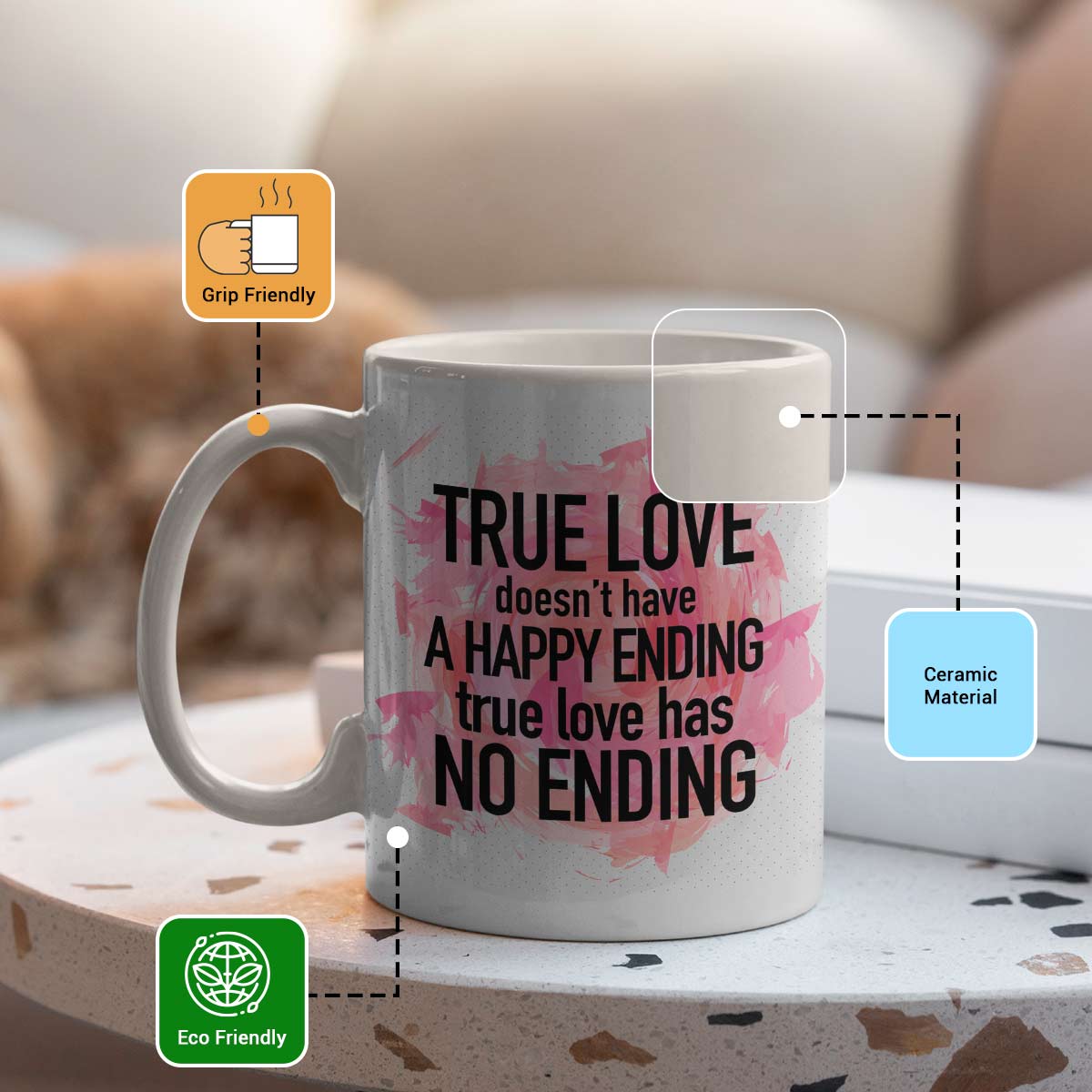 True Love Ceramic Couple Coffee Mug Gift for Valentine's Day-3