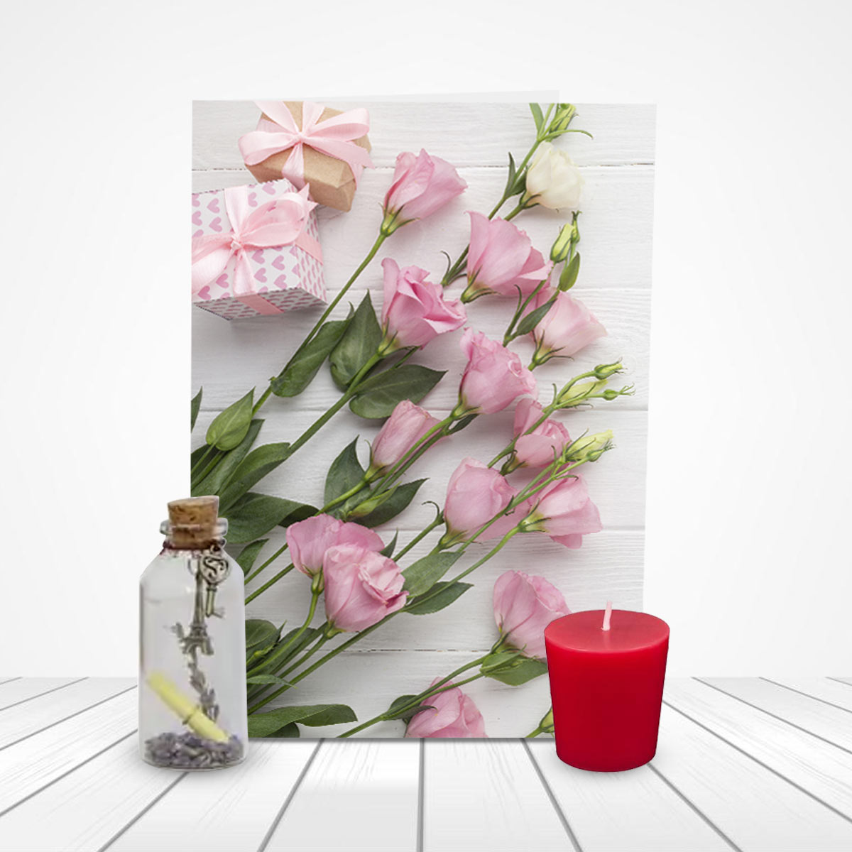 Greeting Card with Message Bottle & Candle