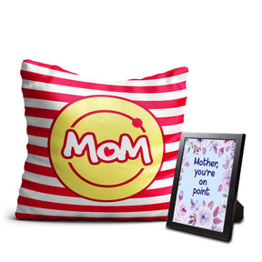 Red Striped Cushion & Photo Frame for Mom