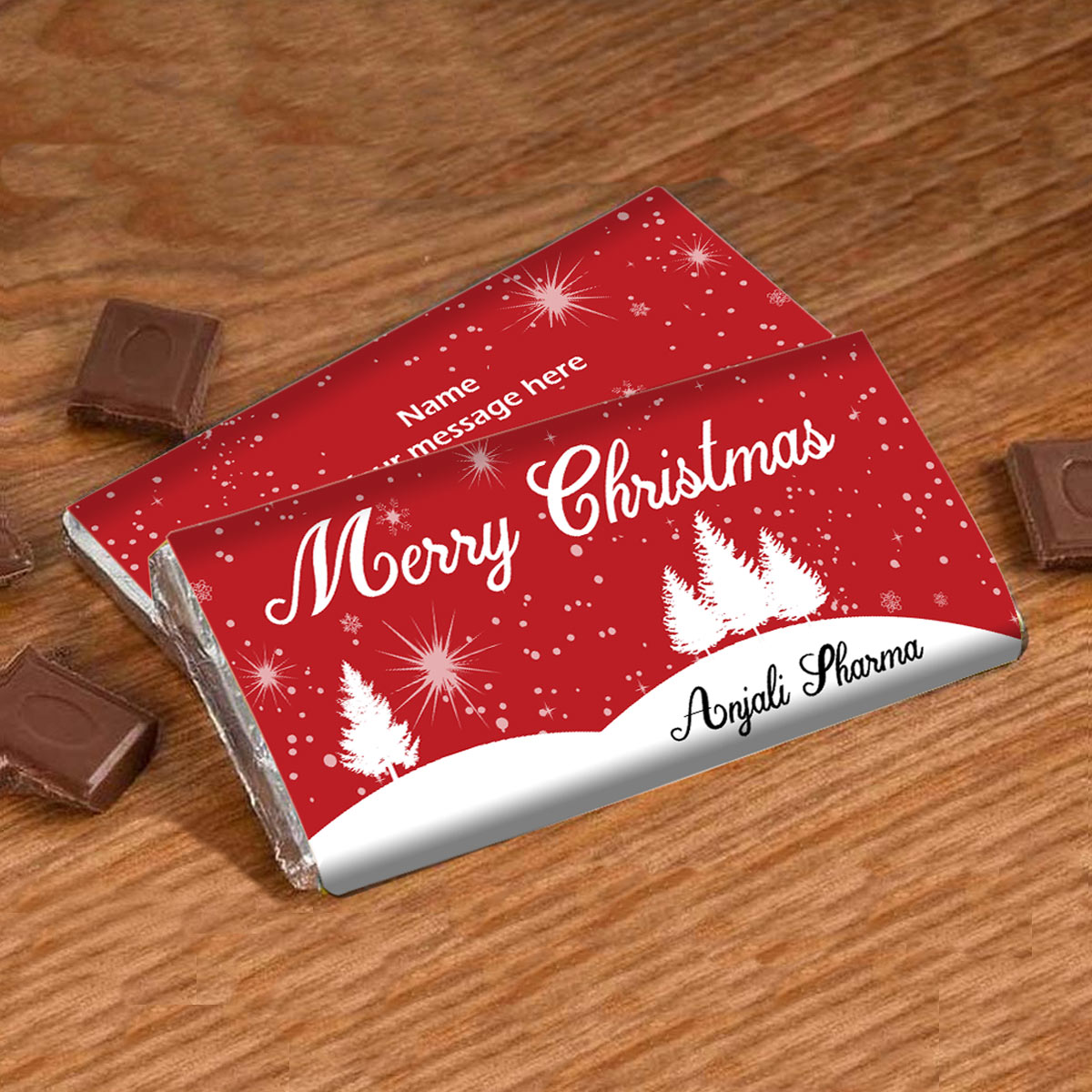 Personalised Chocolate Bar Snowy Night Christmas