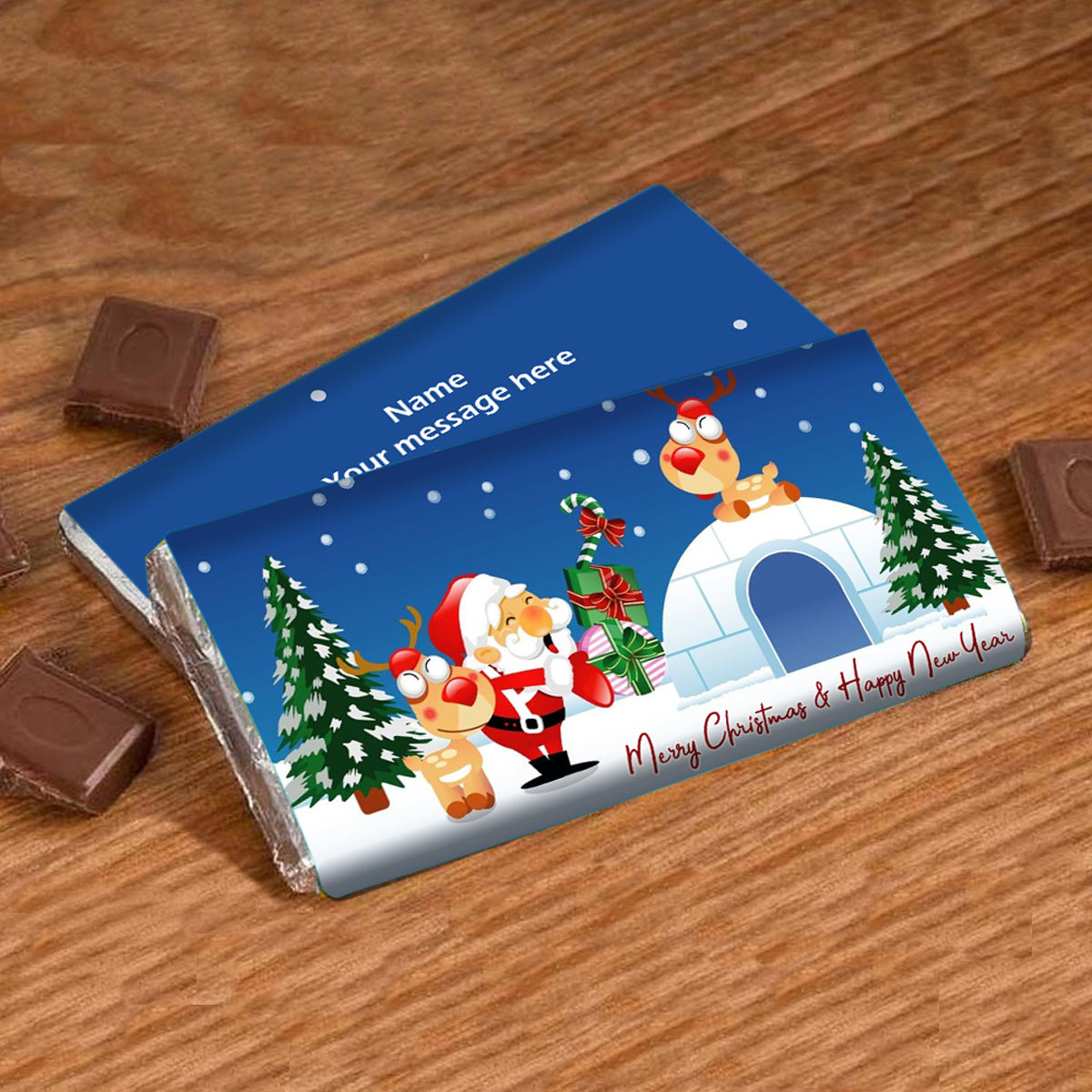 Personalised Chocolate Bar Santa & Friends