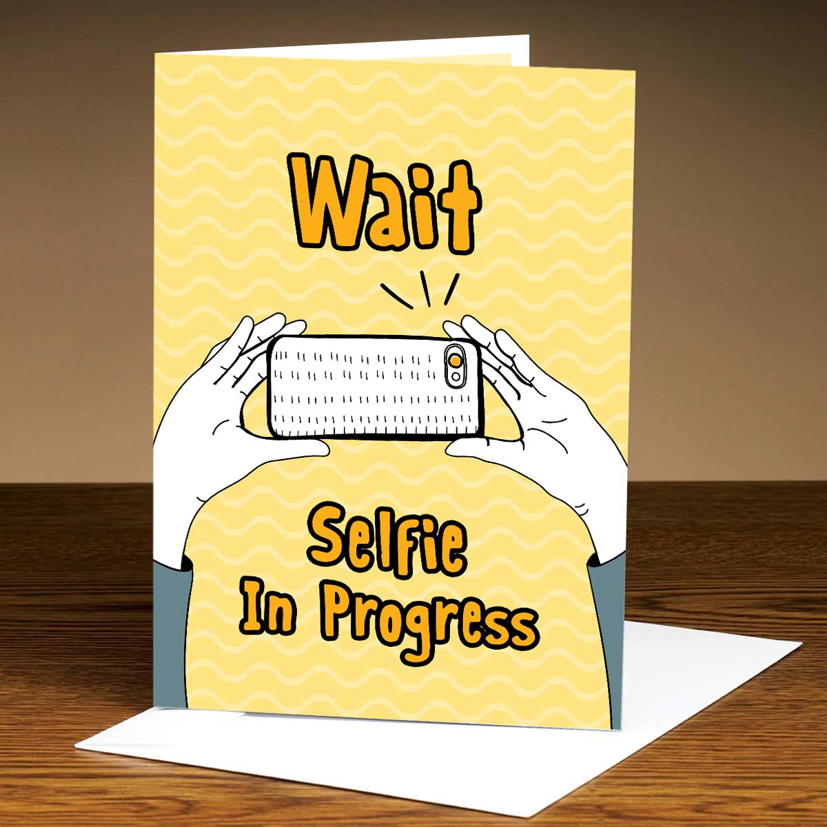 Wait Selfie in Progress Mirror Card