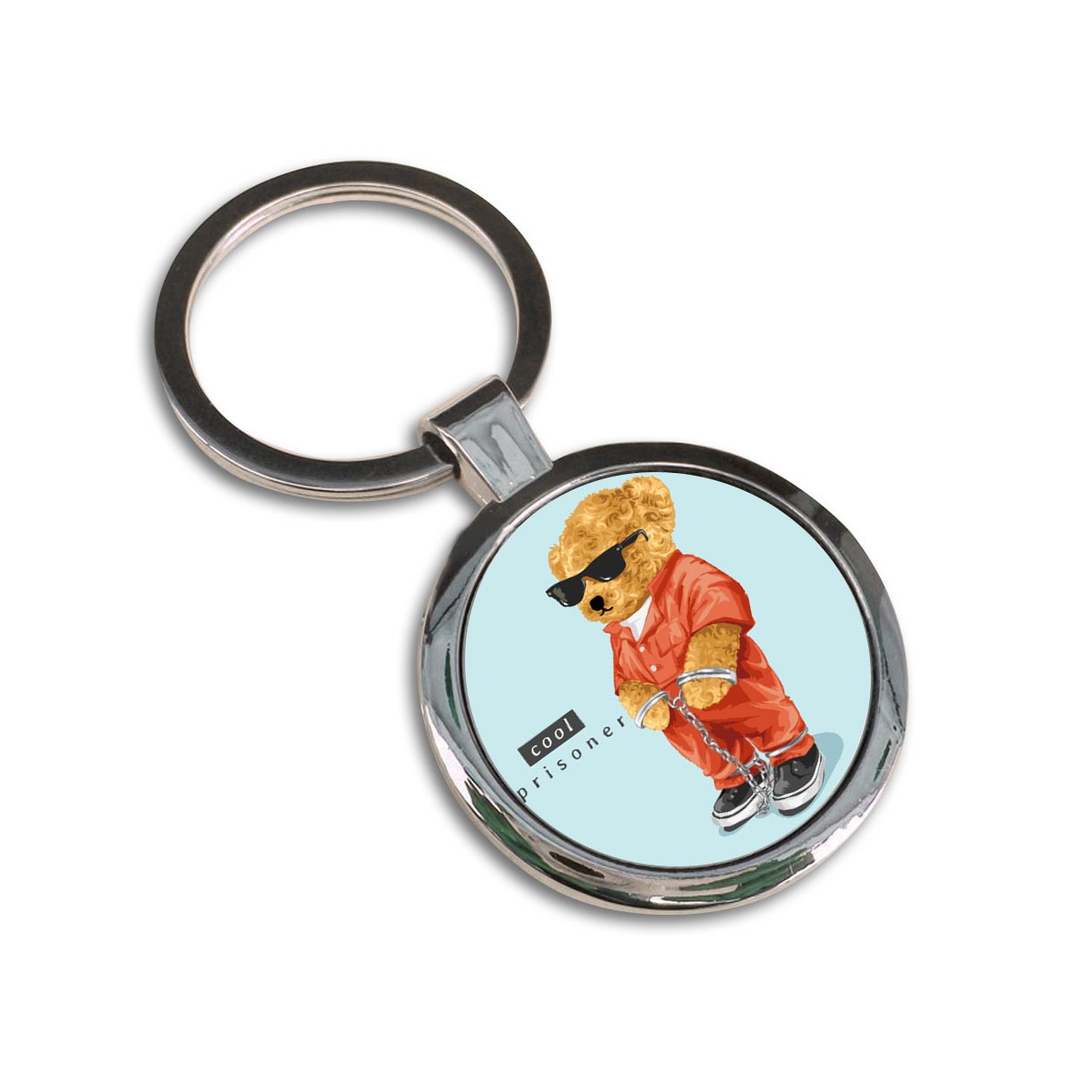 Teddy Day Special Cool Prisoner Round Metal Keychain-5