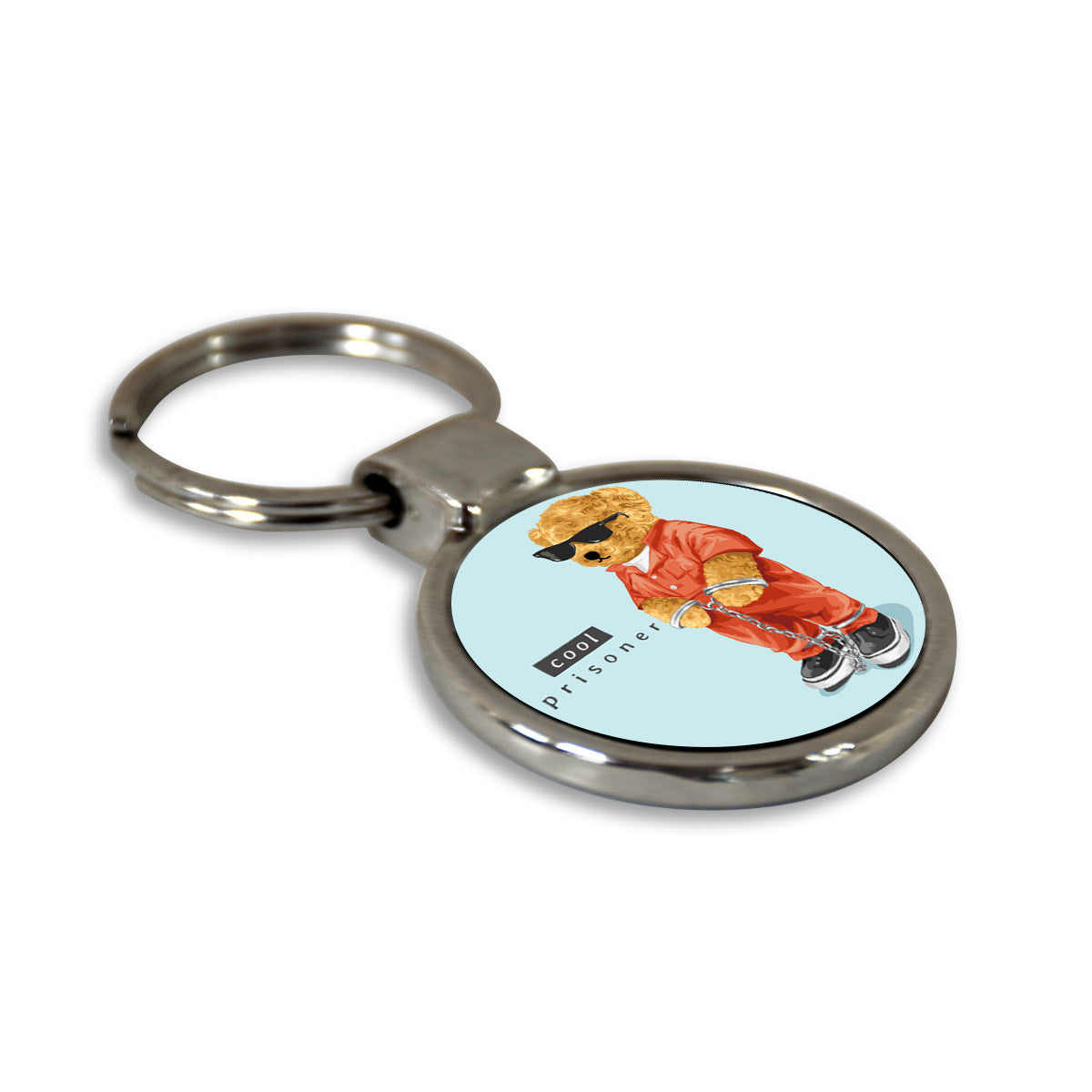 Teddy Day Special Cool Prisoner Round Metal Keychain-4