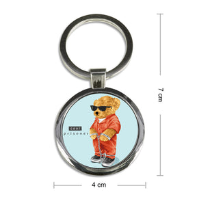 Teddy Day Special Cool Prisoner Round Metal Keychain-2