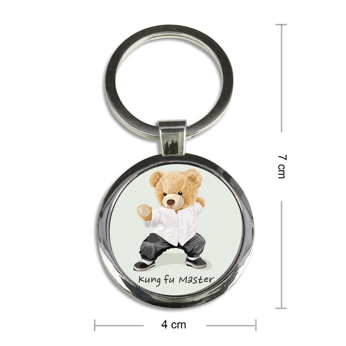 Teddy Day Special Kung Fu Master Round Metal Keychain