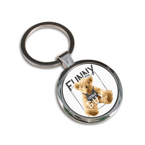 Funny Little Guy Round Metal Keychain