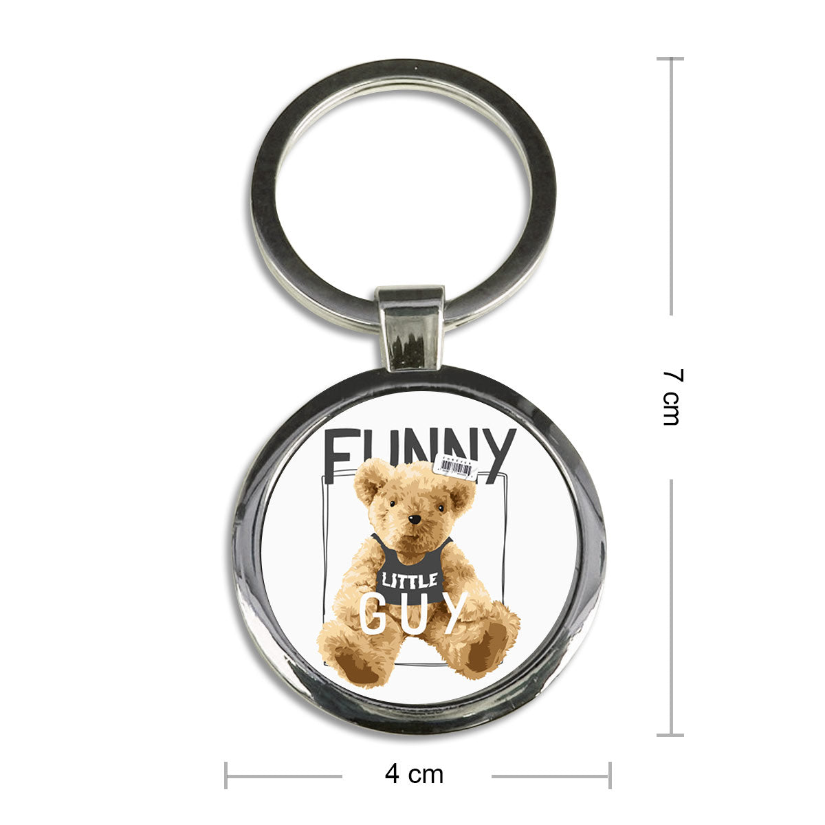 Funny Little Guy Round Metal Keychain