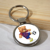 Football Player Round Metal Keychain-1