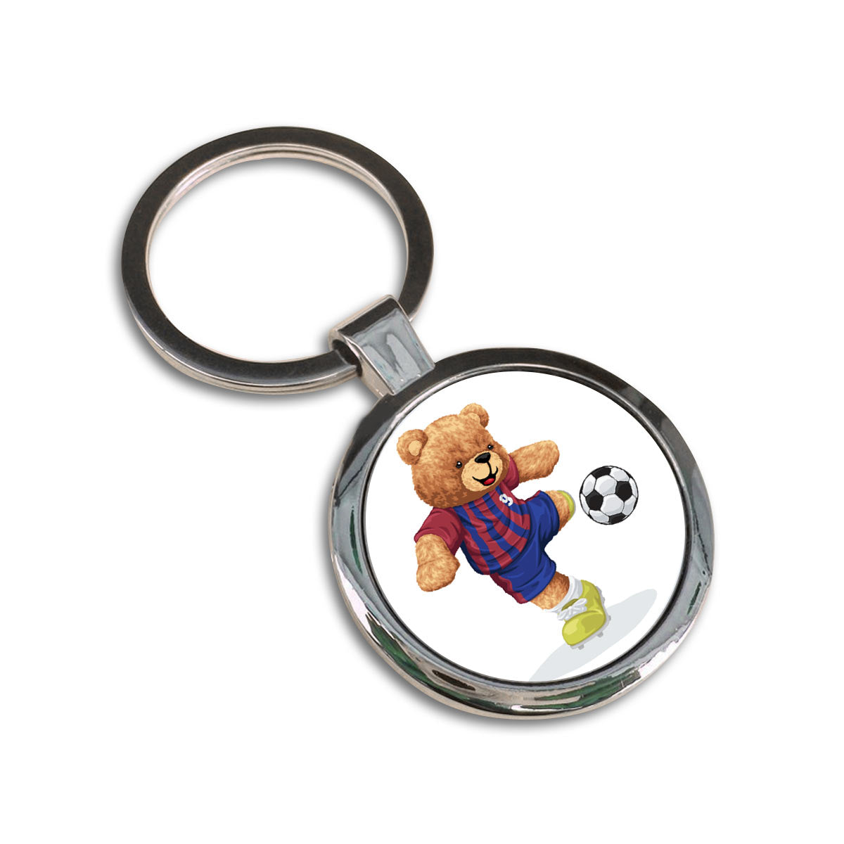 Football Player Round Metal Keychain-5