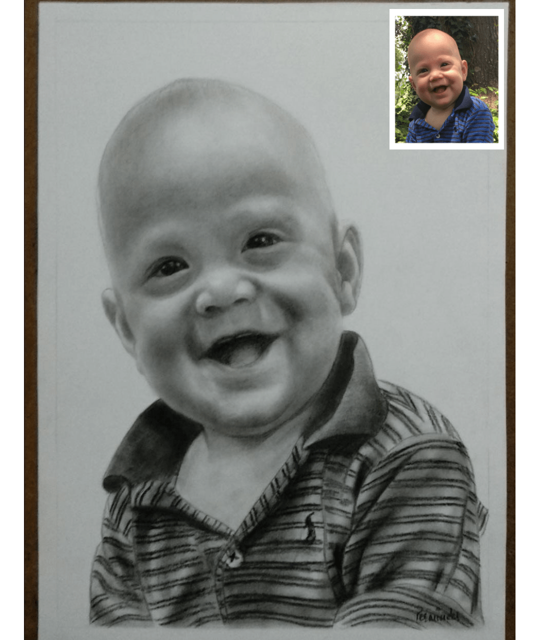 Baby Charcoal Drawing From Photo