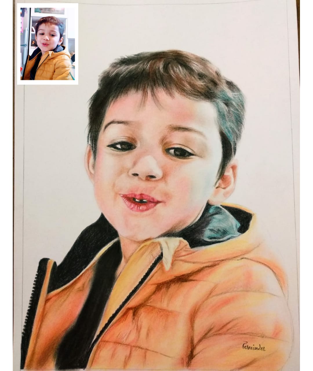 Baby Pencil-Color Drawing From Photo