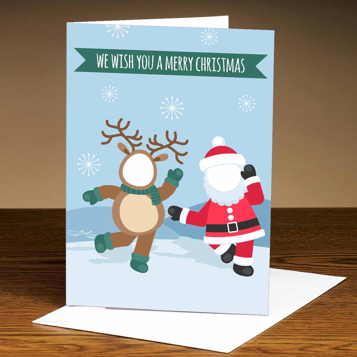 Personalised Rudolph & Santa Dance Christmas Card