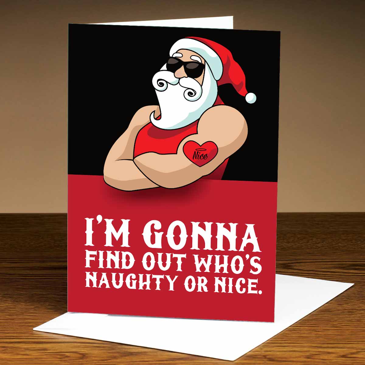 Personalised Santa Knows What You Did This Year Christmas Mirror Card-1