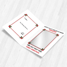 Personalised Santa Knows What You Did This Year Christmas Mirror Card-5