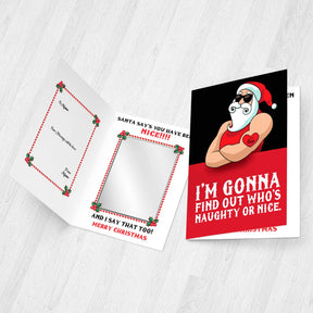 Personalised Santa Knows What You Did This Year Christmas Mirror Card-3