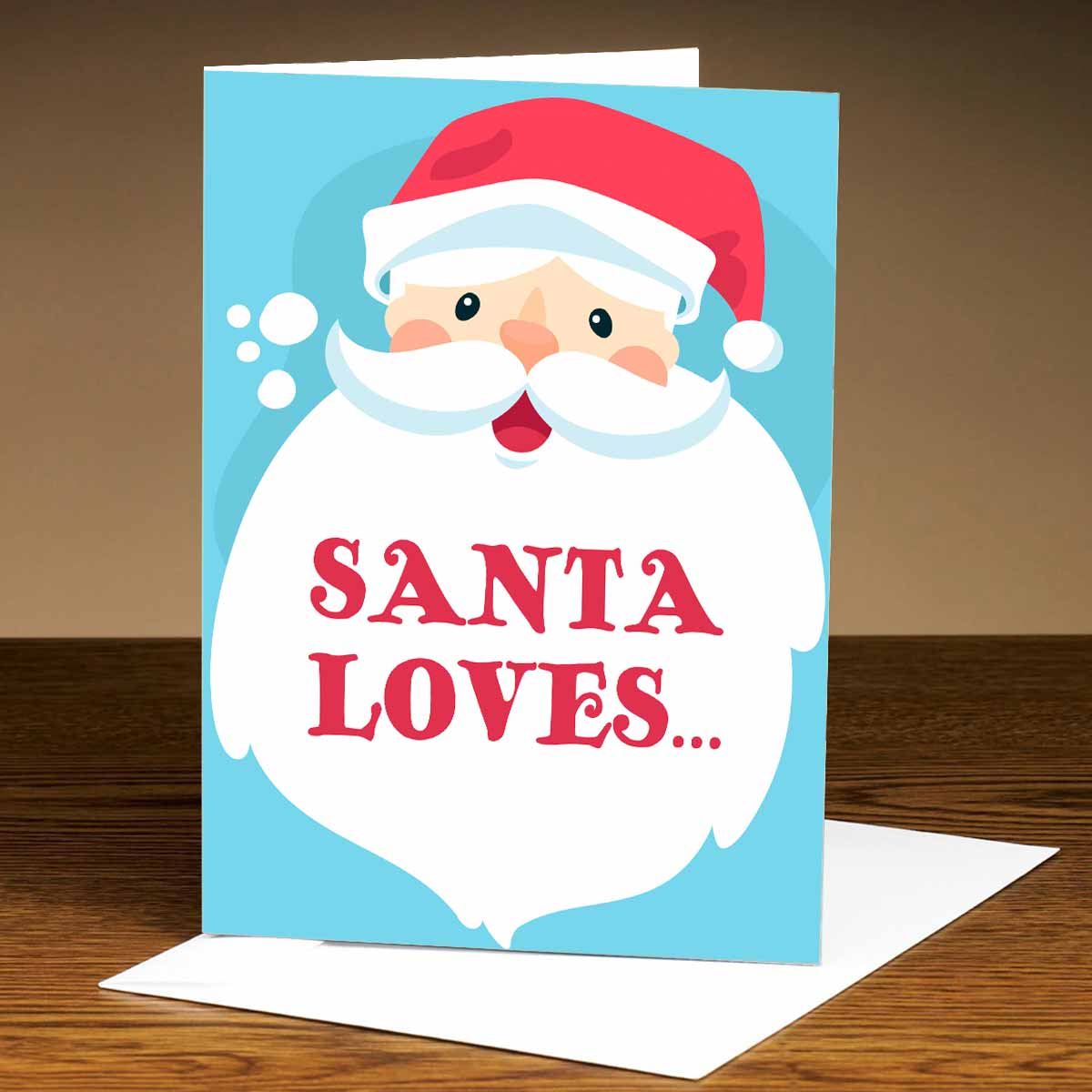 Personalised Who Does Santa Love Christmas Wishes Mirror Greeting Card