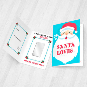 Personalised Who Does Santa Love Christmas Wishes Mirror Greeting Card