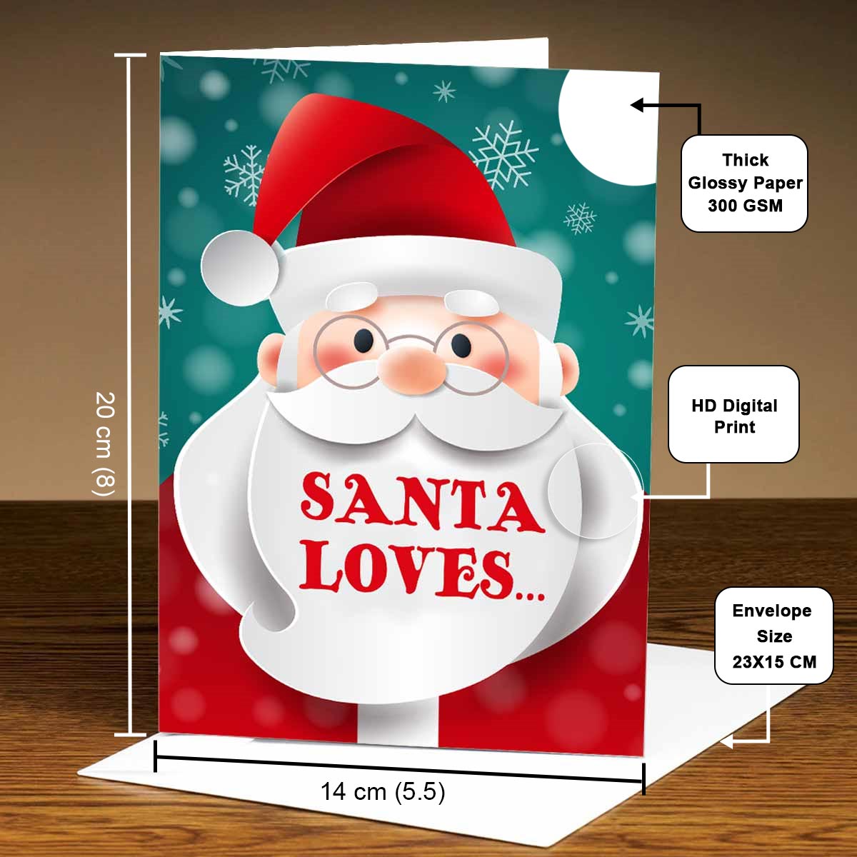 Personalised Santa Loves? Christmas Wishes Mirror Greeting Card