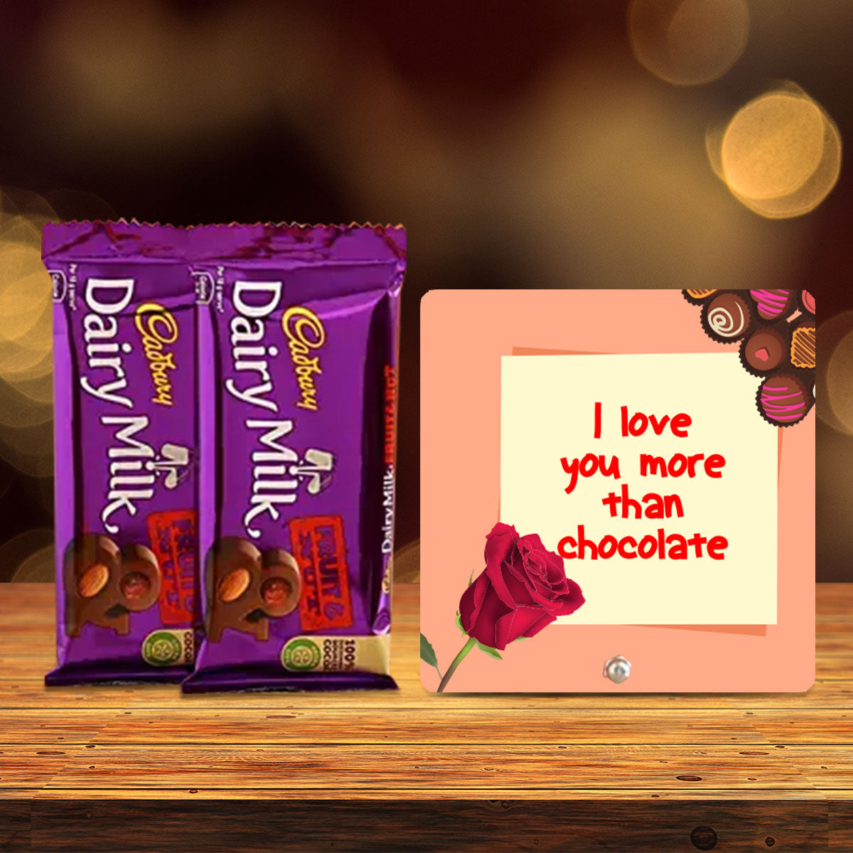 I Love You More Than Chocolate Keepsake with Cadbury Dairy Milk Gift Hamper-1