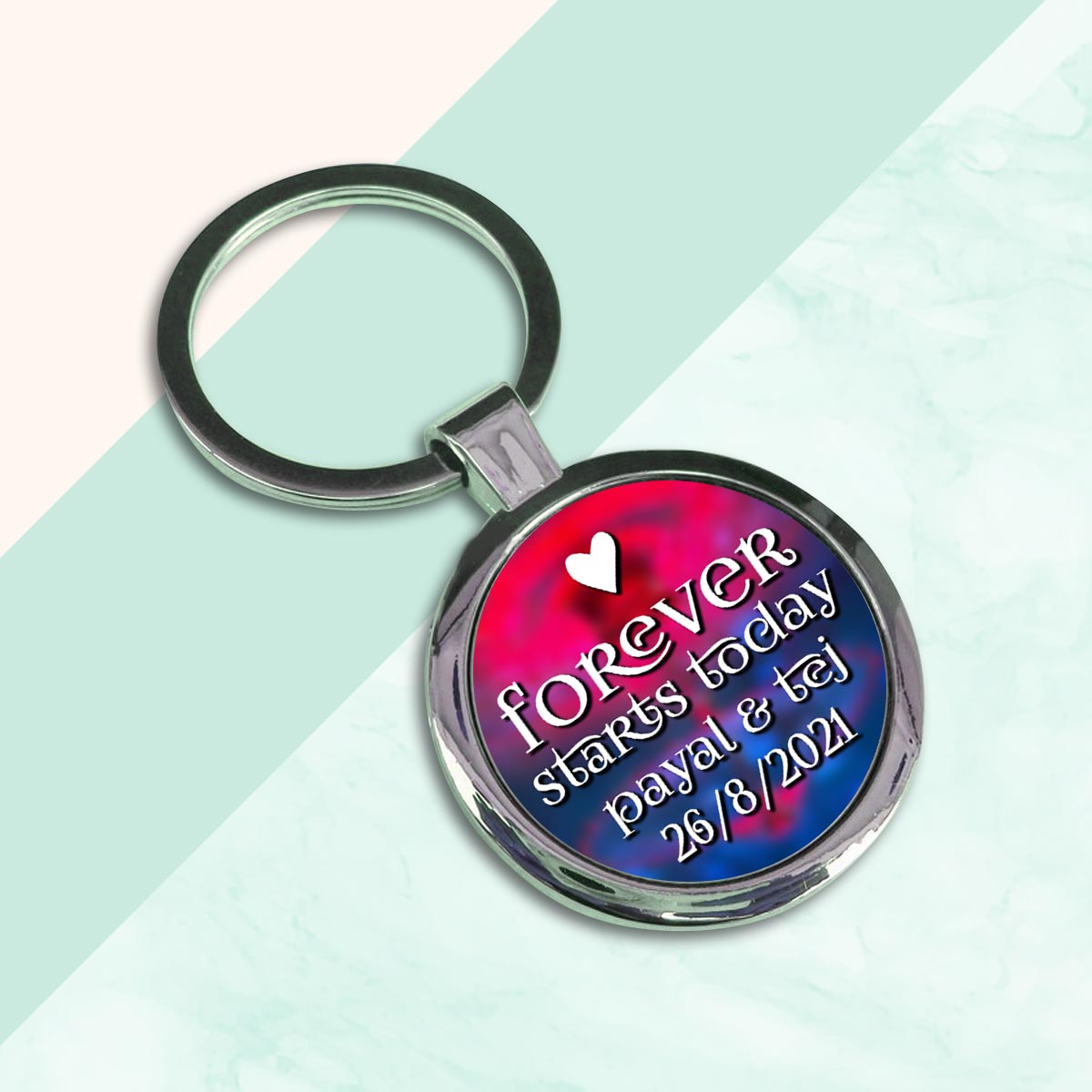 Personalised Forever Starts Today Metal Keychain