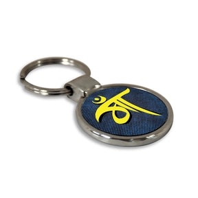 Maa Round Metal Keychain - Blue & Yellow-4