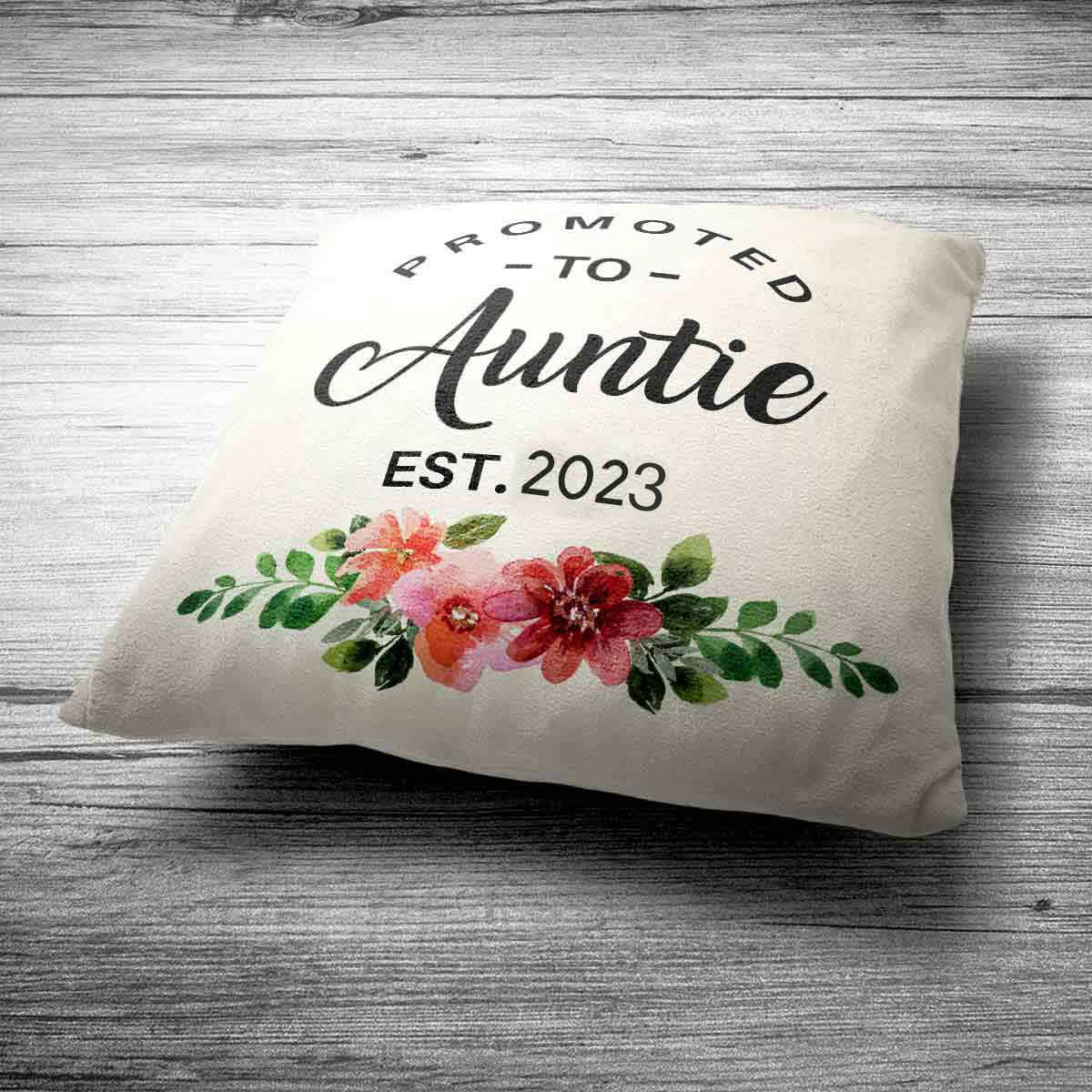 Personalised Promoted to Auntie Cushion